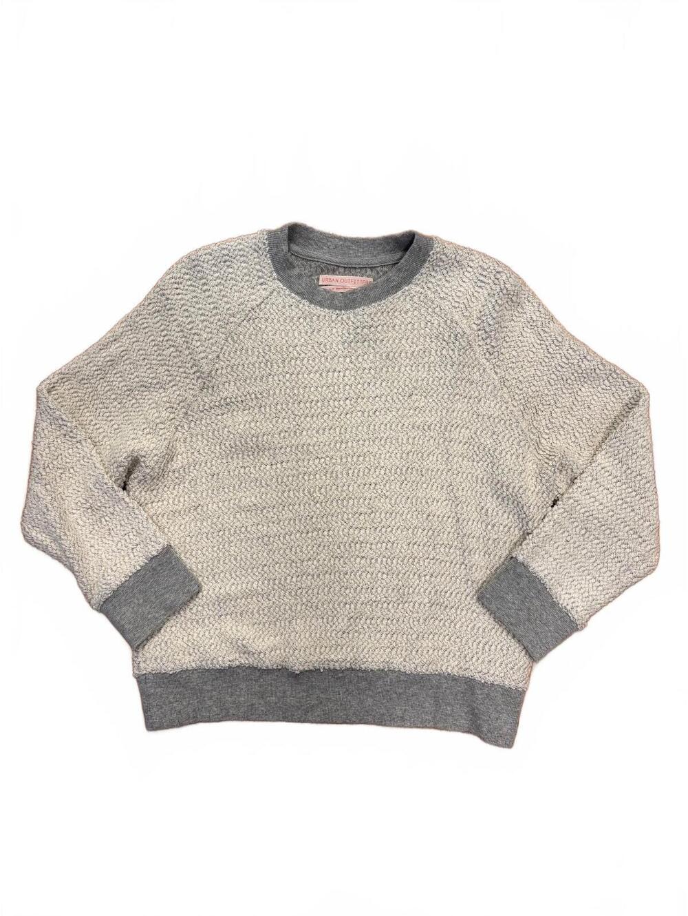 Urban Outfitters Women's Small Gray and Cream Textured Cotton Crewneck Sweater